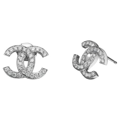 chanel diamond double c earrings